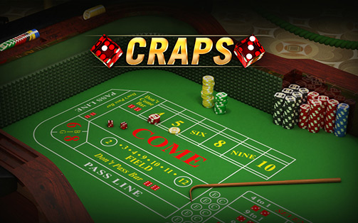 Craps table with chips and dice